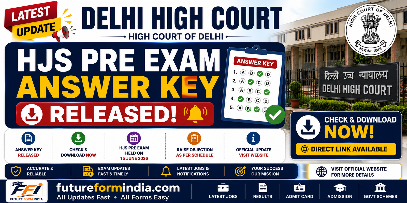 Delhi High Court HJS Pre Exam Answer Key Released